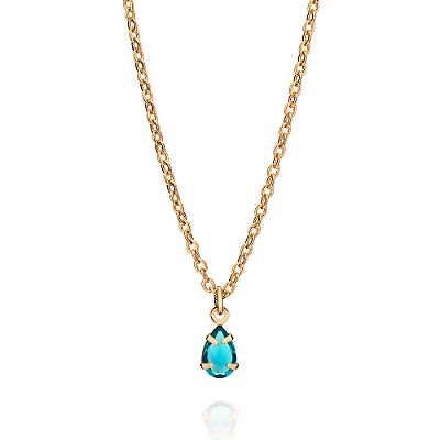 GARGANTILHA GOTA FOLHEADO A OURO COM ZIRCÔNIA AZUL CLARO. MED 42CM ROMMANEL 532673