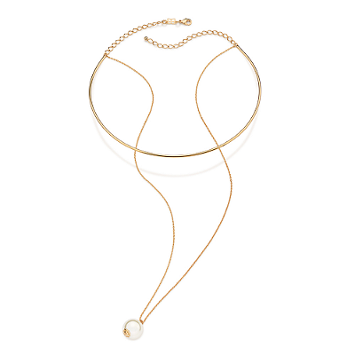 GARGANTILHA DUPLA CHOCKER COM COLAR GRAVATA DE PÉROLA FOLHEADO A OURO ROMMANEL 532677