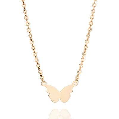 GARGANTILHA FOLHEADO A OURO BORBOLETA. MED 45CM ROMMANEL 532674