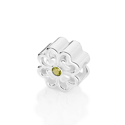 BERLOQUE PASSANTE TREVO DE 4 FOLHAS PRATA 925 COM ZIRCÔNIAS VERDE CLARO. MED 1,2CM ROMMANEL 840354