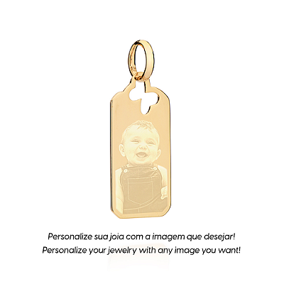 PINGENTE RETANGULAR PERSONALIZÁVEL FOLHEADO A OURO. MED 3,10CM ROMMANEL 543021