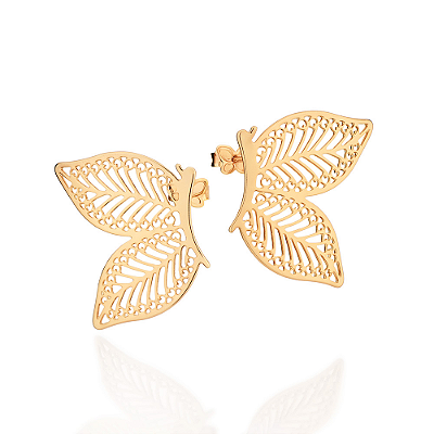 BRINCO ASA DE BORBOLETA FOLHEADO A OURO. MED 2,6CM ROMMANEL 527676