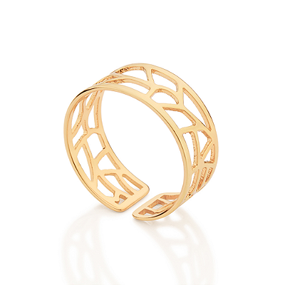 ANEL AJUSTÁVEL ABSTRATO FOLHEADO A OURO ROMMANEL 513683
