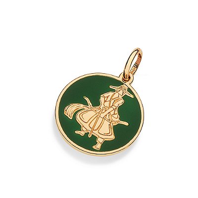 PINGENTE MEDALHA FOLHEADO A OURO OXÓSSI COM APLICAÇÃO DE RESINA. MED 3,6CM ROMMANEL 543004