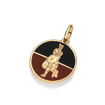 PINGENTE MEDALHA FOLHEADO A OURO EXÚ COM APLICAÇÃO DE RESINA. MED 3,6CM ROMMANEL 543002