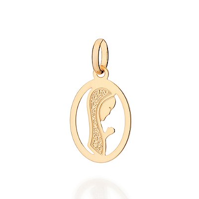 PINGENTE MEDALHA FOLHEADO A OURO SILHUETA MADONNA. MED 2,5CM ROMMANEL 542999