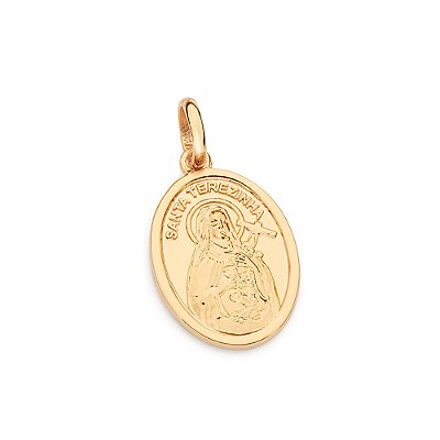 PINGENTE MEDALHA OVAL FOLHEADO A OURO SANTA TEREZINHA. MED 3,3CM ROMMANEL 542990