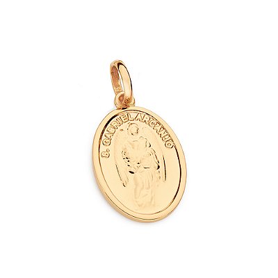 PINGENTE MEDALHA OVAL FOLHEADO A OURO SÃO GABRIEL ARCANJO. MED 2,8CM ROMMANEL 542893