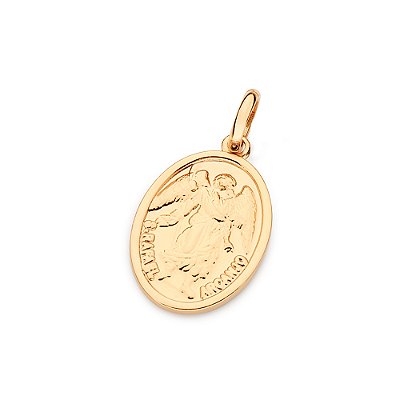 PINGENTE MEDALHA OVAL FOLHEADO A OURO SÃO RAFAEL ARCANJO. MED 2,8CM ROMMANEL 542892