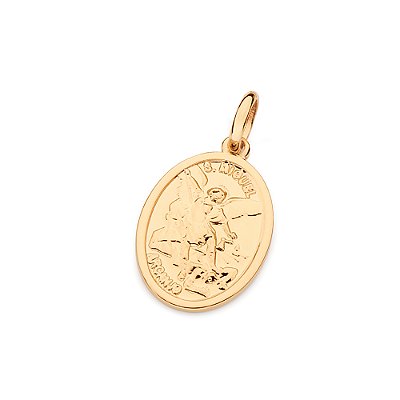 PINGENTE MEDALHA OVAL FOLHEADO A OURO SÃO MIGUEL ARCANJO. MED 2,8CM ROMMANEL 542891