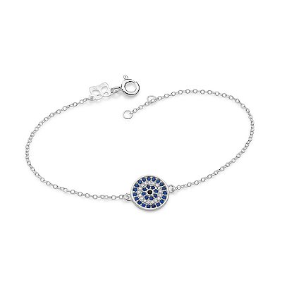 PULSEIRA PRATA 925 OLHO GREGO COM ZIRCÔNIAS. MED 18CM ROMMANEL 850142
