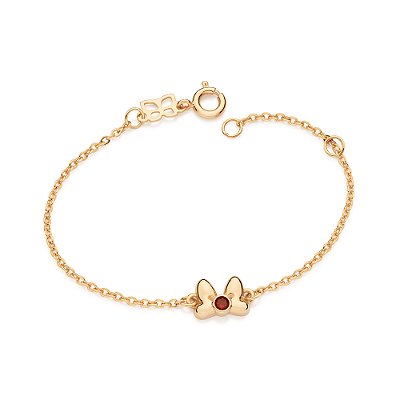 PULSEIRA INFANTIL FOLHEADO A OURO LAÇO DA MINNIE COM ZIRCÔNIA VERMELHA. MED 14CM ROMMANEL 552265