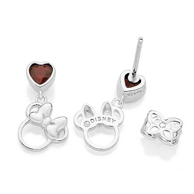 BRINCO INFANTIL PRATA 925 MINNIE COM ZIRCÔNIA CORAÇÃO VERMELHO. MED 1,5CM ROMMANEL 820356