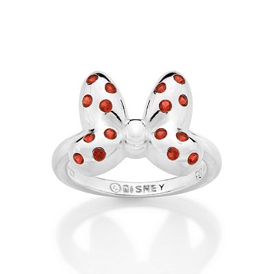 ANEL SKINNY PRATA 925 LAÇO DA MINNIE COM ZIRCÔNIAS VERMELHO ROMMANEL 810439