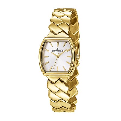 RELÓGIO FEMININO ANALÓGICO SOCIAL DOURADO PULSEIRA DE ELOS ENTRELAÇADOS ROMMANEL 650234
