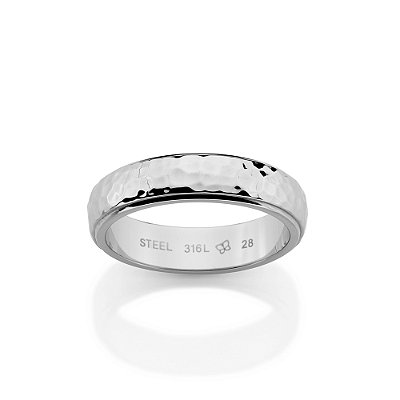 ANEL MASCULINO MARTELADO AÇO 316L ROMMANEL 210109