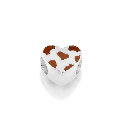 BERLOQUE PASSANTE PRATA 925 CORAÇÃO ANIMAL PRINT COM APLIQUE DE RESINA. MED 0,9CM ROMMANEL 840374