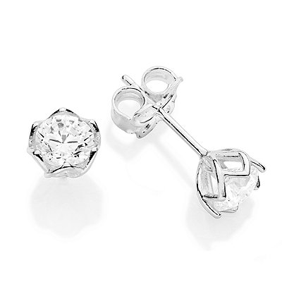 BRINCO SOLITÁRIO PRATA 925 FLOR COM ZIRCÔNIAS. MED 0,6CM ROMMANEL 820352