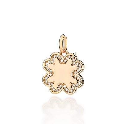 PINGENTE FOLHEADO A OURO TREVO COM ZIRCÔNIAS. MED 2,3CM ROMMANEL 543025