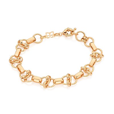 PULSEIRA FOLHEADO A OURO COM ELOS OVAIS ALONGADOS. MED 20CM ROMMANEL 552272