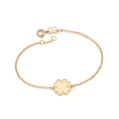 PULSEIRA TREVO DE QUATRO FOLHAS FOLHEADO A OURO. MED 18CM ROMMANEL 552256