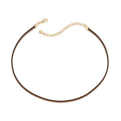 GARGANTILHA CHOKER FOLHEADO A OURO DE COURO SINTÉTICO. MED 42CM ROMMANEL 532698