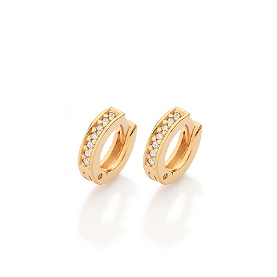 ARGOLA FOLHEADO A OURO COM ZIRCÔNIAS. MED 1CM ROMMANEL 527729