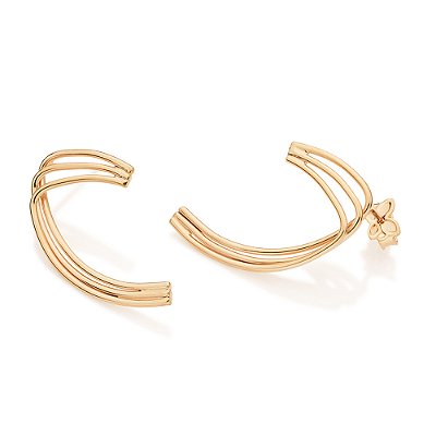 BRINCO SILHUETA DE CAVALO FIO TRIPLO FOLHEADO A OURO. MED 2,8CM ROMMANEL 527725