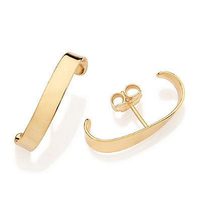 EAR HOOK FOLHEADO A OURO LISO E TORCIDO. MED 2CM ROMMANEL 527723