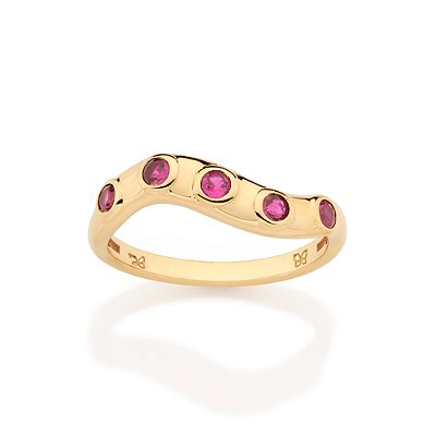 ANEL ORGÂNICO FOLHEADO A OURO COM ZIRCÔNIAS COLORIDO ROMMANEL 513686