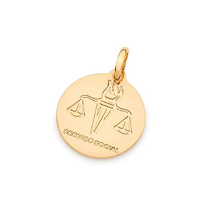 PINGENTE MEDALHA FOLHEADO A OURO PROFISSÃO SERVIÇO SOCIAL. MED 2,0CM ROMMANEL 542382