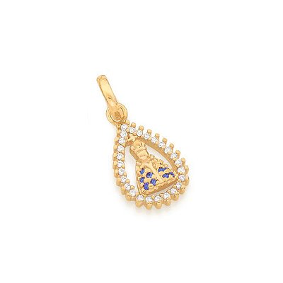 PINGENTE GOTA FOLHEADO A OURO NOSSA SENHORA APARECIDA. MED 1,3CM ROMMANEL 542325