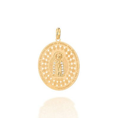 PINGENTE MEDALHA FOLHEADO A OURO NOSSA SENHORA DE FÁTIMA. MED 3,9CM ROMMANEL 542374