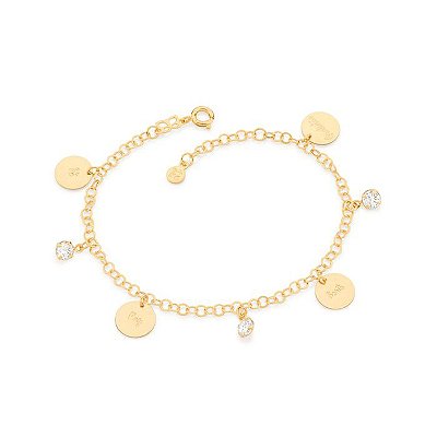 PULSEIRA FOLHEADA A OURO COM MEDALHAS PENDURADAS. MED 20CM ROMMANEL 551700