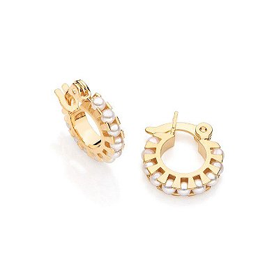 ARGOLA FOLHEADO A OURO COM PÉROLAS. MED 1,2CM ROMMANEL 525123