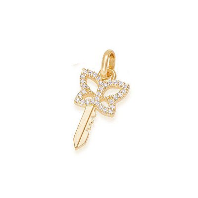 PINGENTE FOLHEADO A OURO CHAVE NO FORMATO DE BORBOLETA. MED 2,0CM ROMMANEL 542356
