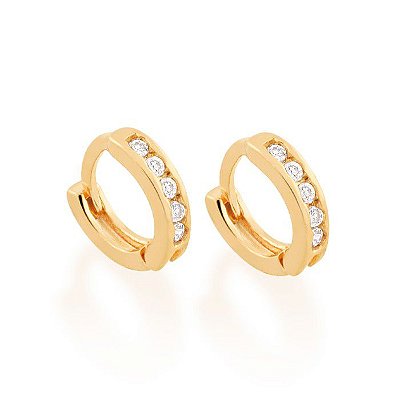 ARGOLA FOLHEADO A OURO COM ZIRCÔNIAS. MED 0,7MM ROMMANEL 523214