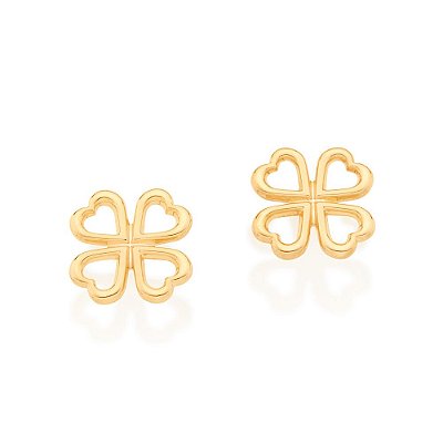BRINCO FOLHEADO A OURO TREVO DE QUATRO FOLHAS. MED 1CM ROMMANEL 526477
