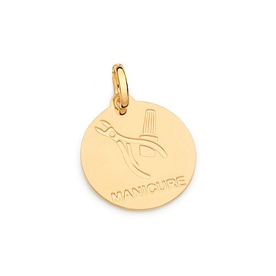 PINGENTE MEDALHA FOLHEADO A OURO PROFISSÃO MANICURE. MED 2,0CM ROMMANEL 542330
