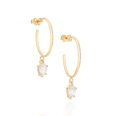 ARGOLA FOLHEADO A OURO COM ZIRCÔNIAS. MED 3,8CM ROMMANEL 526072