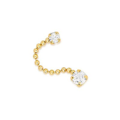 BRINCO CORRENTE FOLHEADO A OURO COM CRISTAIS (UNITÁRIO). MED 2,2CM ROMMANEL 522765