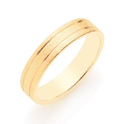 ALIANÇA FOLHEADO A OURO ARO ESCOVADO 4MM ROMMANEL 510332