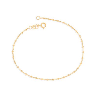 TORNOZELEIRA FOLHEADO A OURO COM PEQUENAS BOLAS. MED 23/25CM ROMMANEL 550455