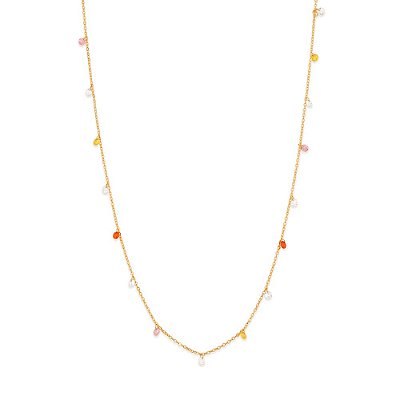 GARGANTILHA FOLHEADO A OURO CRISTAIS COLORIDOS. MED 50CM ROMMANEL 532109