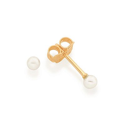 BRINCO FOLHEADO A OURO COM PÉROLA SINTÉTICA. MED 3MM ROMMANEL 525027