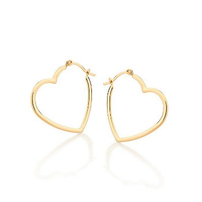 ARGOLA FOLHEADO A OURO CORAÇÃO VAZADO. MED 3,4CM ROMMANEL 523182