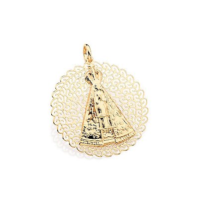 PINGENTE FOLHEADO A OURO NOSSA SENHORA APARECIDA. MED 3,5CM ROMMANEL 541712