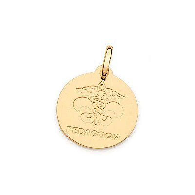 PINGENTE MEDALHA FOLHEADO A OURO PROFISSÃO PEDAGOGIA. MED 2,0CM ROMMANEL 542336