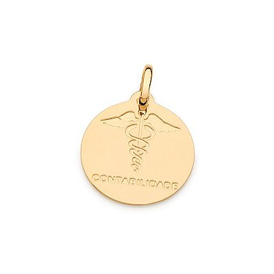 PINGENTE MEDALHA FOLHEADO A OURO FORMADO PROFISSÃO CONTABILIDADE. MED 2,0CM ROMMANEL 542327