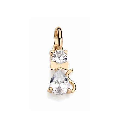 PINGENTE FOLHEADO A OURO GATO COM ZIRCÔNIAS. MED 1,5CM ROMMANEL 541469